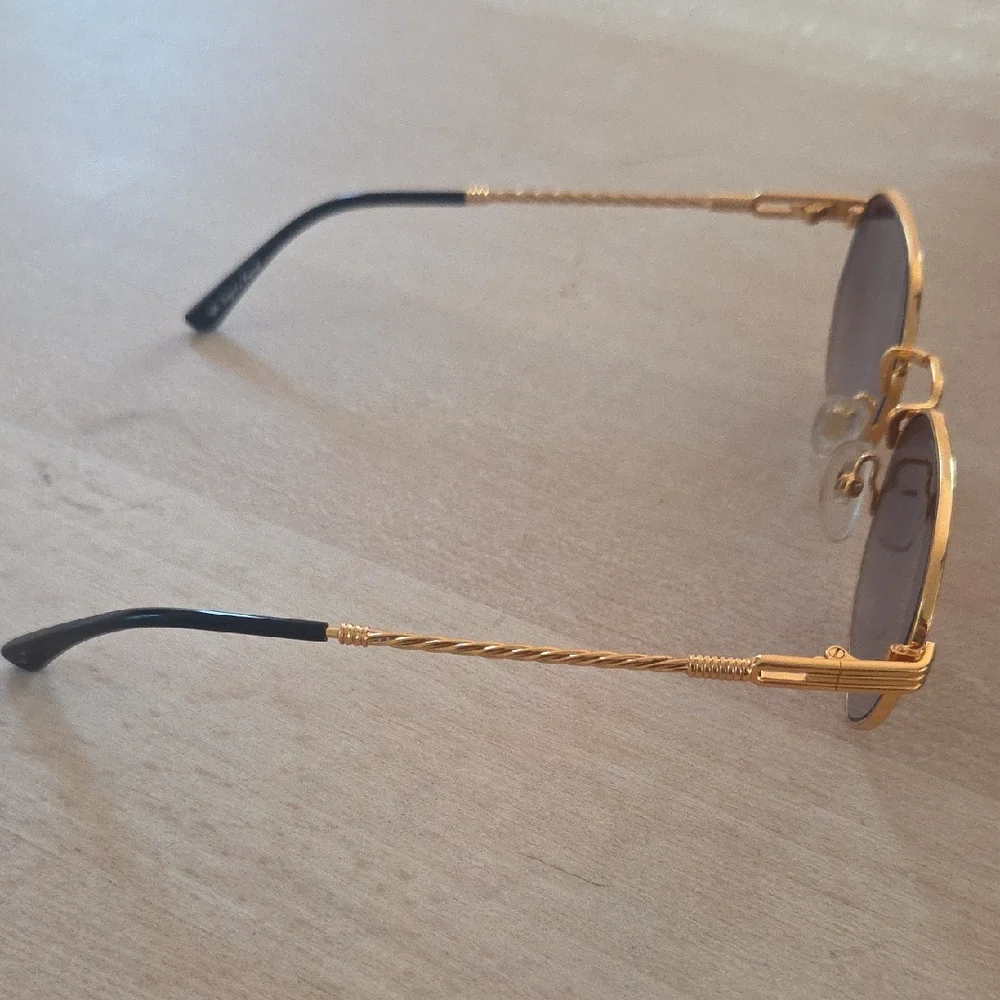 Kids Gold Frame Sunglasses with Green Temples